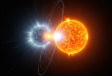 An AI impression of a compact binary system. Image credit: Gemini AI.