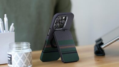 MagSafe Wallet da Slim Kevlar® se transforma em apoio para iPhone