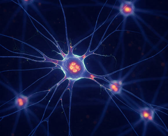 Postigo et al. aim to see if neurons can transport light like fiber-optic communications channels. Image credit: Gemini AI.