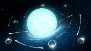 An artist’s impression of a neutron star that is ‘evaporating’ slowly via Hawking-like radiation. Image credit: Daniëlle Futselaar / Artsource.nl.