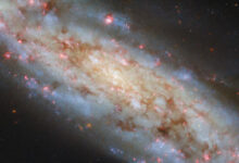 This Hubble image shows NGC 3511, an intermediate spiral galaxy some 43 million light-years away in the constellation of Crater. Image credit: NASA / ESA / Hubble / D. Thilker.