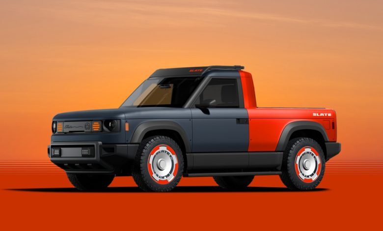 Slate apresenta caminhão EV transformer e Tesla enfrenta desafios