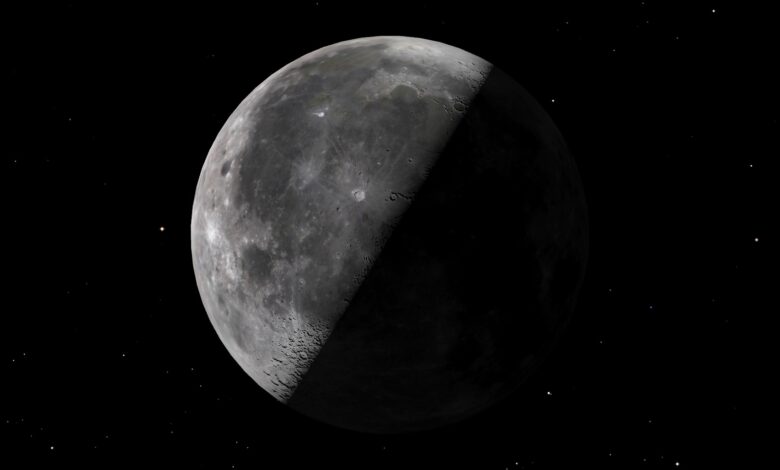 NASA observa a fase do quarto crescente da Lua