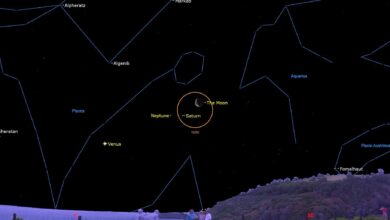 NASA observa lua crescente próxima a Saturno e Netuno em 22 de maio