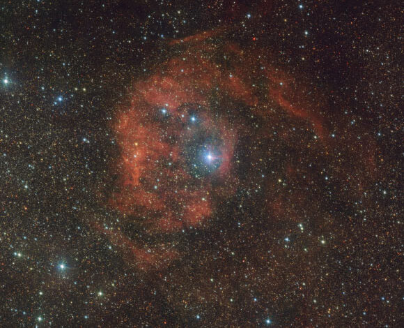 This VST image shows Gum 80, a nebula located roughly 6,000 light-years away in the constellation of Serpens. Image credit: ESO / VPHAS+ Team.