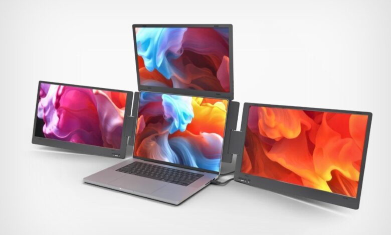 Projeto transforma MacBook em centro de controle com design triplo tela