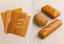 Design sustentável cria papel de presente com aparência de pão fresco