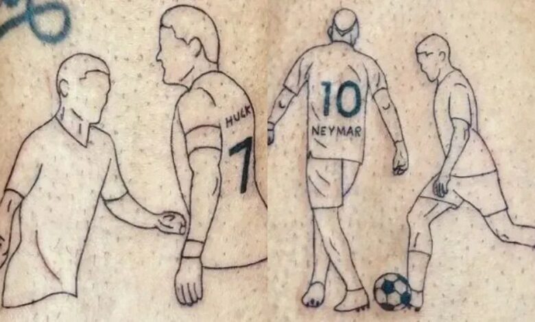 Jogador do Atlético-MG faz tatuagens de gol e Neymar
