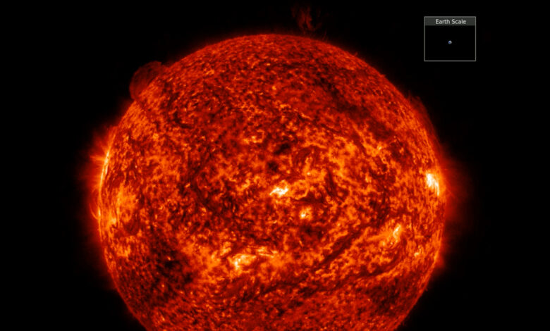 NASA registra erupção solar de 600.000 milhas em vídeo