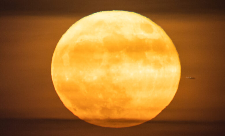 NASA observa a lua cheia de morango iluminando a órbita