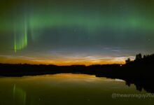 NASA registra show noturno de nuvens noctilucentes e auroras