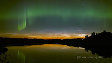 NASA registra show noturno de nuvens noctilucentes e auroras