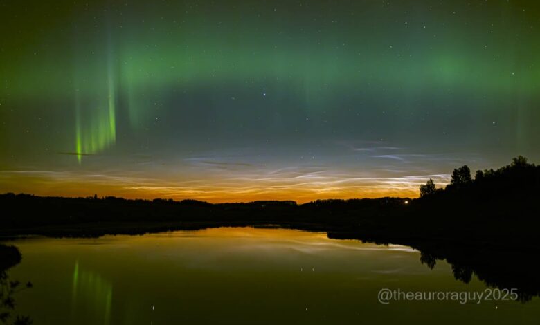 NASA registra show noturno de nuvens noctilucentes e auroras