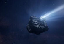 An artist rendition of comet C/2014 UN271. Image credit: NSF / AUI / NSF / NRAO / M.Weiss.
