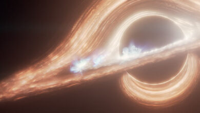 This artist’s concept portrays the supermassive black hole at the center of the Milky Way Galaxy, known as Sagittarius A*. Image credit: NASA / ESA / CSA / Ralf Crawford, STScI.