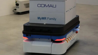 Comau lança robôs móveis, cobots e exoesqueletos na Automatica