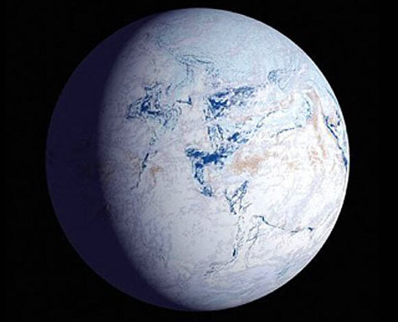 An artist’s impression of a ‘Snowball Earth.’ Image credit: NASA.