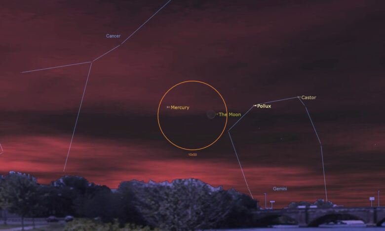NASA observa Mercúrio e Lua próximos no céu esta semana
