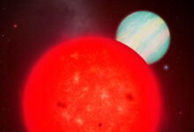 An artist’s illustration of TOI-6894b behind its host star. Image credit: Mark Garlick / University of Warwick.