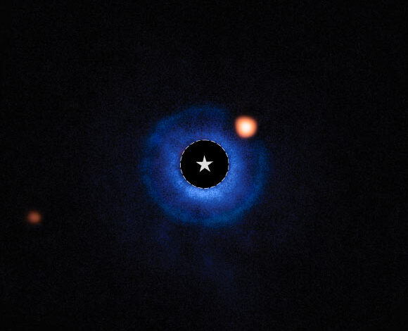 This Webb/MIRI image shows the Saturn-mass exoplanet TWA 7b. Image credit: NASA / ESA / CSA / Webb / A.M. Lagrange / M. Zamani, ESA & Webb.