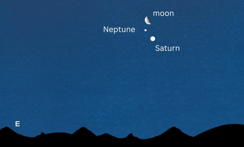 NASA observa lua surgindo ao lado de Saturno e Netuno