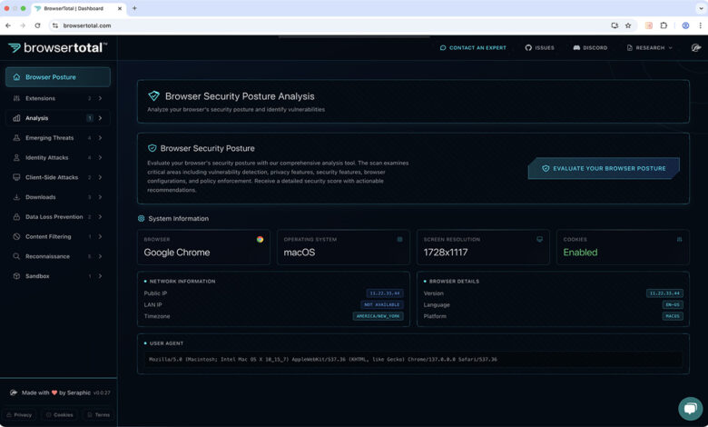 Seraphic Security lança BrowserTotal™ - avaliação de vulnerabilidade