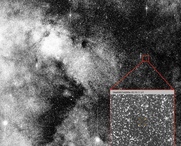 The discovery image of 3I/ATLAS from the ATLAS telescope. Image credit: University of Hawai’i.