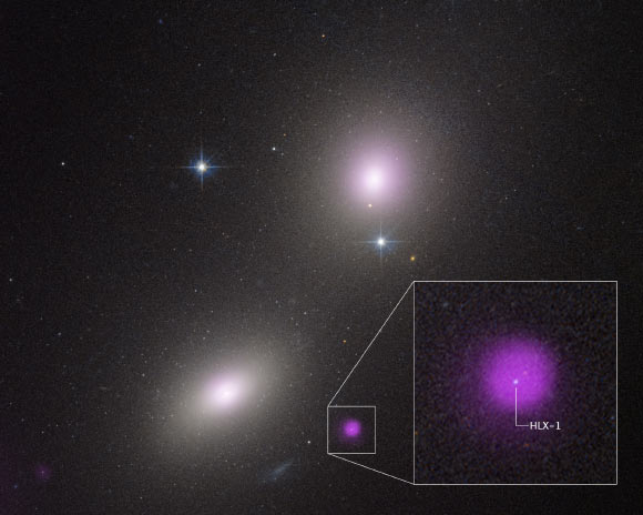 X-ray and infrared images of NGC 6099 HLX-1. Image credit: NASA / CXC / Inst. of Astronomy, Taiwan / Y-C Chang / ESA / STScI / HST / J. DePasquale.