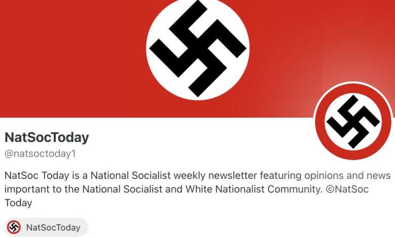 Substack envia alerta para newsletter nazista e gera polêmica