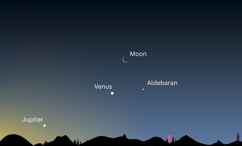 Agências espaciais observam triangular de Vênus, Lua e Aldebaran