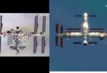 Satélite da NASA observa a ISS e estação Tiangong
