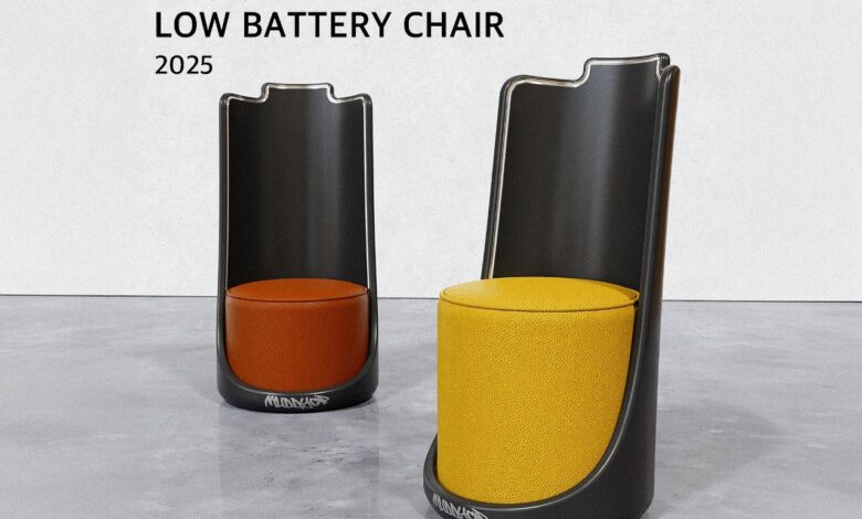 Cadeira Low Battery inspira design em ícone frustrante