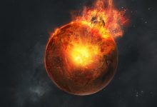 A giant collision in the early history of Mars created a global magma ocean. Image credit: Vadim Sadovski / Imperial College London.