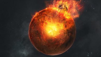 A giant collision in the early history of Mars created a global magma ocean. Image credit: Vadim Sadovski / Imperial College London.