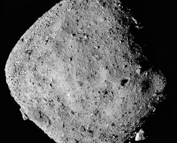 This mosaic image of asteroid Bennu is composed of 12 images collected on December 2, 2018 by OSIRIS-REx’s PolyCam instrument from a range of 15 miles (24 km). Image credit: NASA / NASA’s Goddard Space Flight Center / University of Arizona.