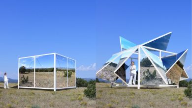 Pavilhão Folding Landscape transforma arquitetura em lente viva
