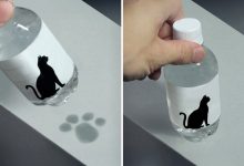 Design inova com garrafa que deixa pegadas fofas