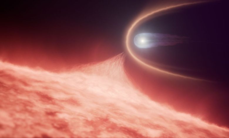Hubble revela estrela rara formada por colisão cósmica