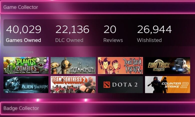 Steam conquista com jogador que comprou 40 mil games