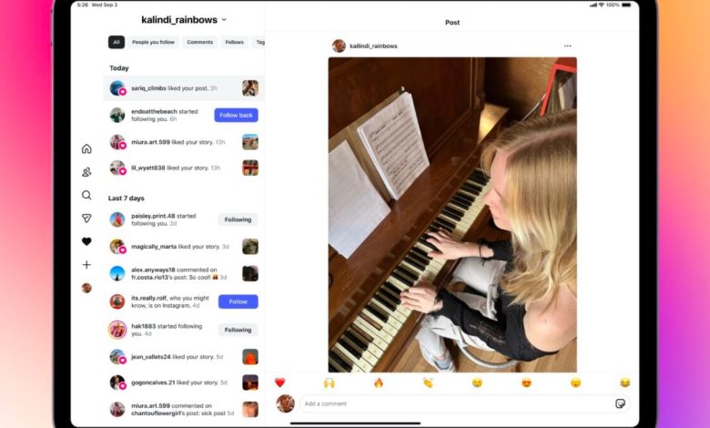 Instagram lança app para iPad com Reels em destaque