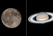 NASA observa Saturno e a lua durante pôr do sol em 8 de set