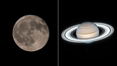 NASA observa Saturno e a lua durante pôr do sol em 8 de set