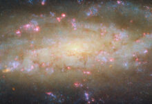 Hubble revela foto de galáxia espiral luminosa em órbita