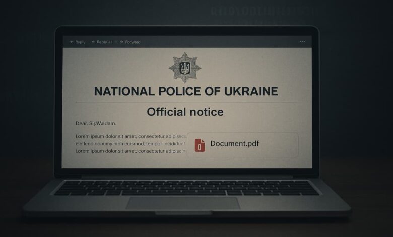 Notificações falsas da polícia ucraniana espalham malware