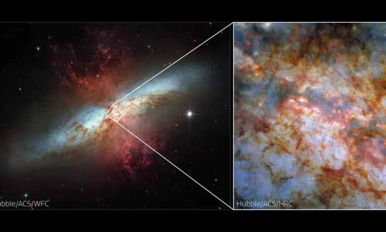 Hubble revela núcleo da Cigar Galaxy em nova pesquisa