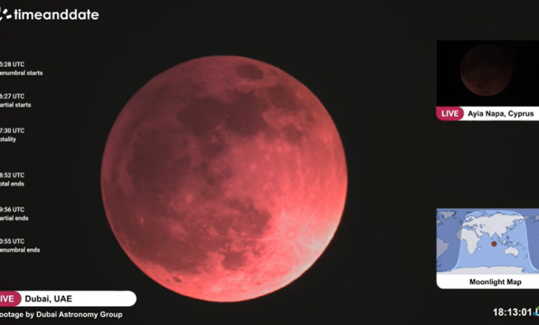NASA registra totalidade do eclipse lunar em setembro 2025