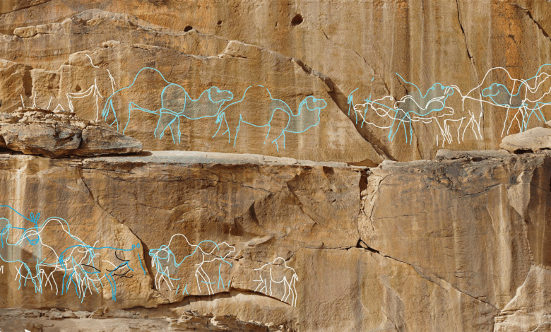 Estudo revela camelos em arte rupestre de 12 mil anos