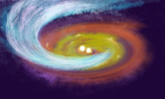 An artist’s impression of the SVS 13A system. Image credit: NSF / AUI / NSF’s NRAO / P.Vosteen.