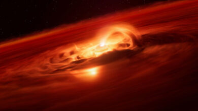 An artist’s impression of the free-floating exoplanet Cha 1107-7626. Image credit: ESO / L. Calçada / M. Kornmesser.