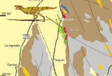 Geological map showing the location of Vitosaura colozacani in the Los Llanos Formation, La Rioja Province, Argentina. Image credit: Jiménez Velandia et al., doi: 10.5710/AMGH.24.09.2025.3653.